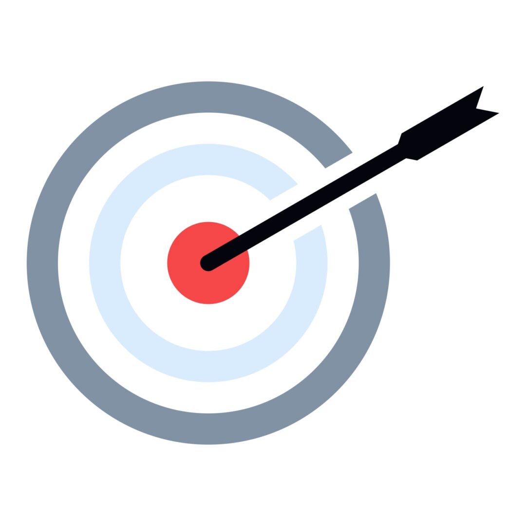 A picture of an arrow in the center of a target.